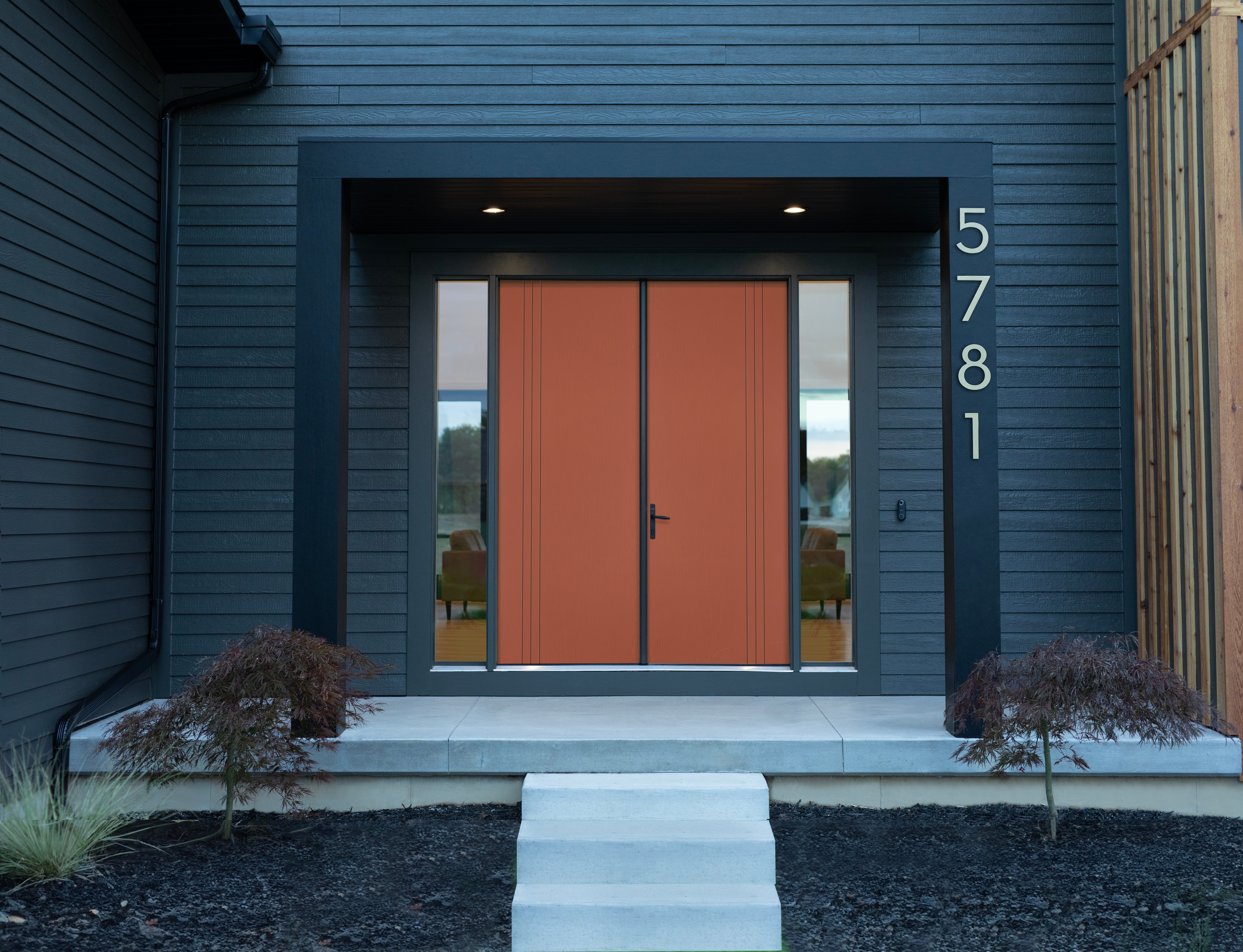 Moderns home with contemporary french doors